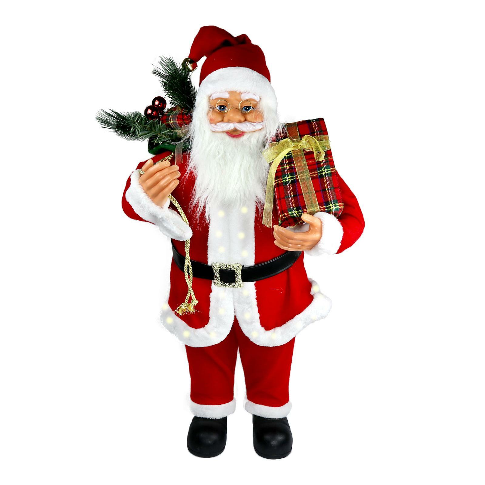 Babbo Natale 70 Cm.Babbo Natale Decorativo 85 Cm Con Luci Sul Vestito A Batterie