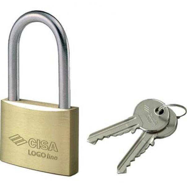CISA LUCCHETTO ARCO LUNGO 21011 LOGO OTTONE ARCO CROMATO CHIAVI 2 MM 40 X 6 PZ 
