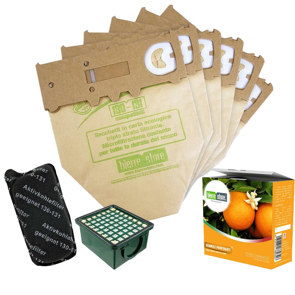 bierre store kit sacchetti folletto vk 130 - 131 6 pz + granuli fiori di arancio + filtri compatibili
