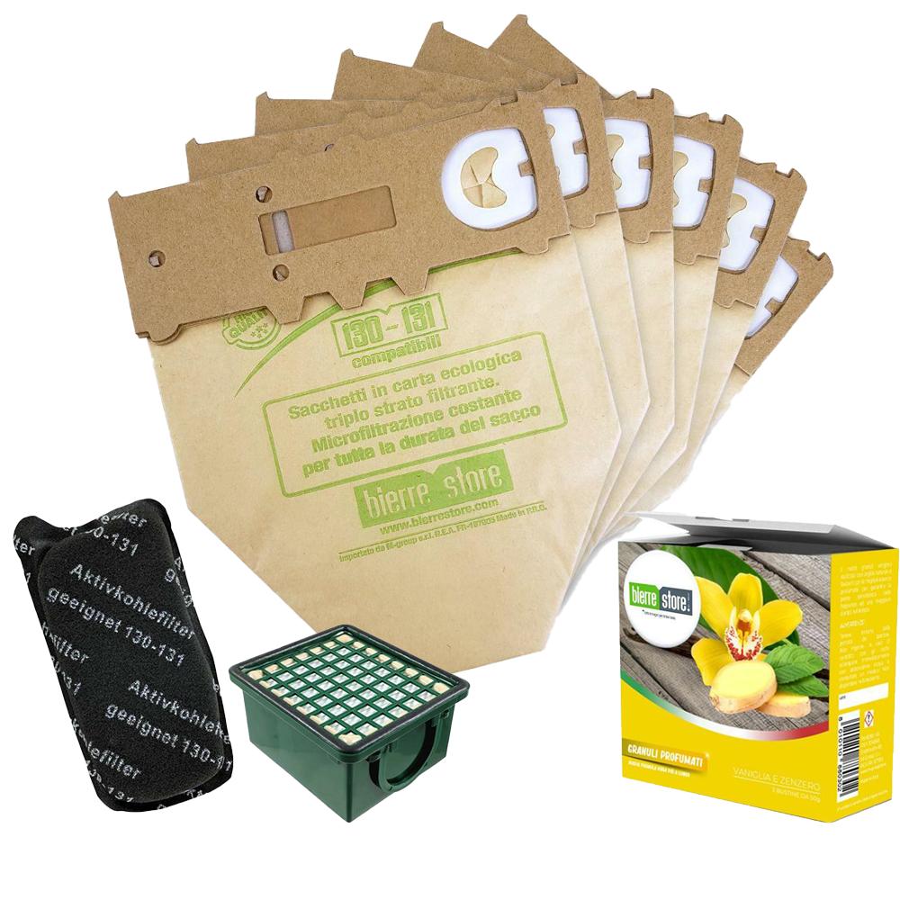 bierre store kit sacchetti folletto vk 130 - 131 6 pz + granuli vaniglia e zenzero + filtri compatibili