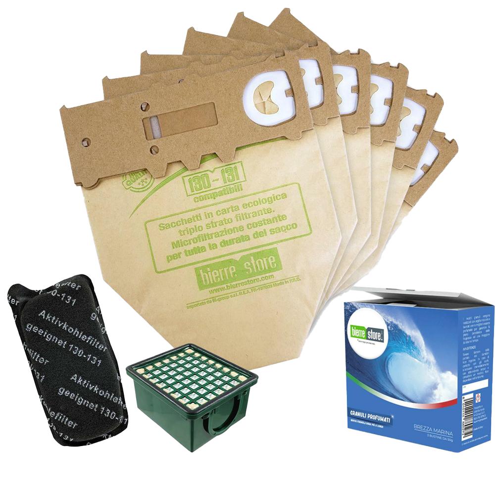 bierre store kit sacchetti folletto vk 130 - 131 6 pz + granuli brezza marina + filtri compatibili