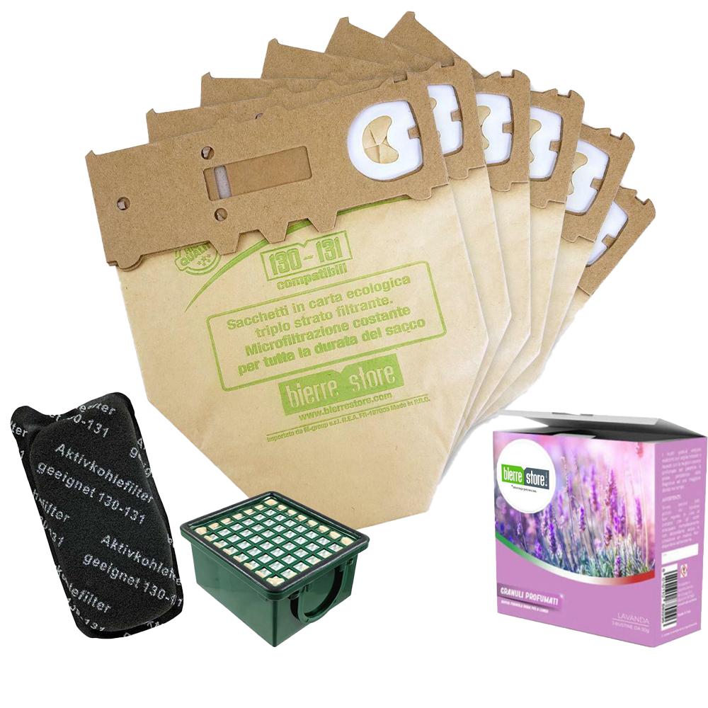 bierre store kit sacchetti folletto vk 130 - 131 6 pz + granuli lavanda + filtri compatibili
