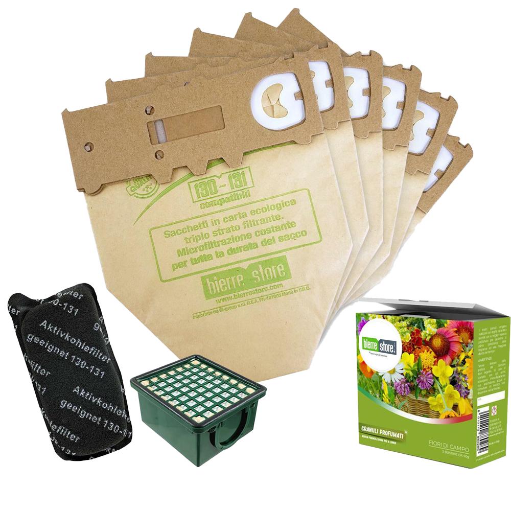 bierre store kit sacchetti folletto vk 130 - 131 6 pz + granuli fiori di campo+ filtri compatibili