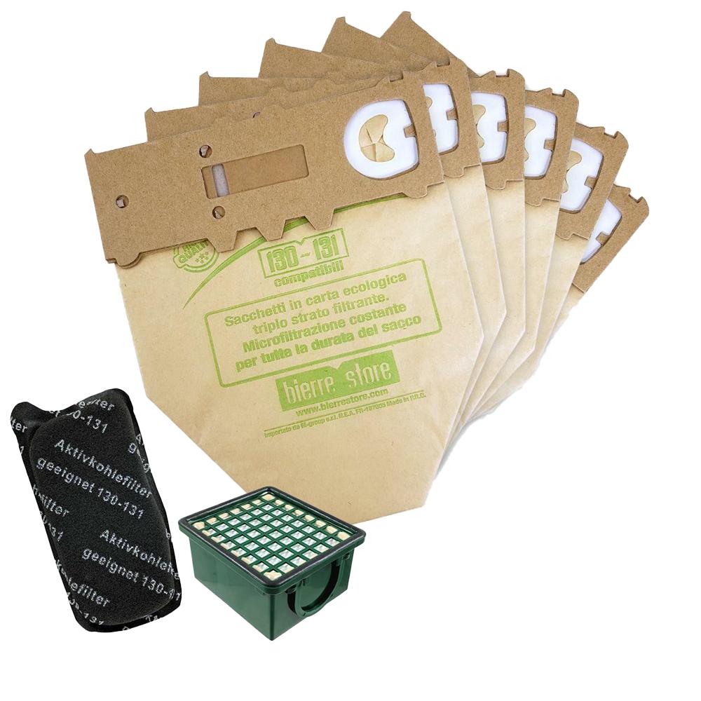 bierre store kit sacchetti folletto vk 130 - 131 6 pz + granuli talco+ filtri compatibili