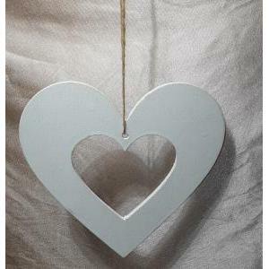 Cornice cuore in legno bianco - 30 cm