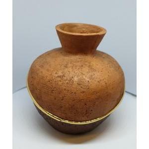 Vaso bicolore in terracotta con rifiniture oro - 10.5 x 12.5 cm