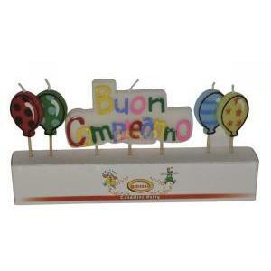 Candelina scritta buon compleanno con palloncini