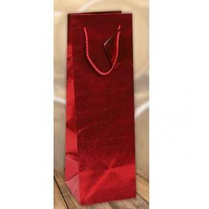Shopper metal groffato rosso per bottiglie - 13 x 9 x 36 cm