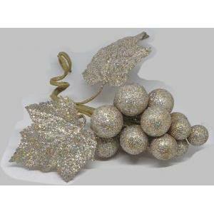 Grappolo uva oro glitterato - 17 cm