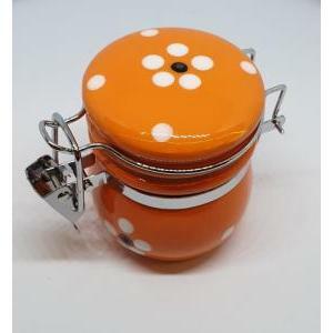 Mini vasetto in ceramica arancio a pois - 4.5 x 5 cm
