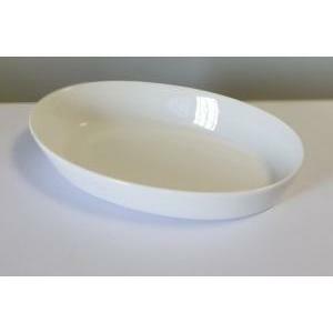 Contenitore ovale in ceramica bianca - 19 x 12 x 3 cm