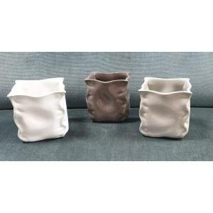 Vaso onda in ceramica colori assortiti - 11.5 x 11.5 x 12 cm