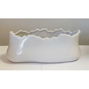 Vaso irregolare in ceramica bianca - 24 x 10 x 10 cm
