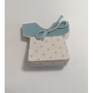 Vestitino porta confetti in juta con pois azzurri - 7 x 6 cm