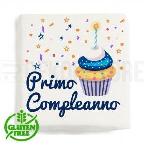 Marshmallow quadratino con stampa ' primo compleanno cupcake ' - 20pz