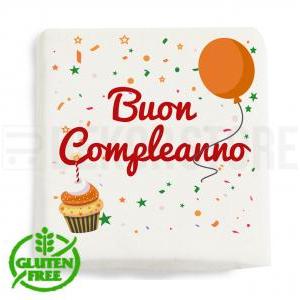 Marshmallow quadratino con stampa ' buon compleanno '- 20pz