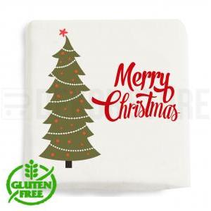 Marshmallow quadratino con stampa ' merry christmas albero' - 20pz
