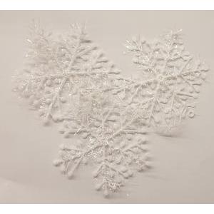 Applicazione a forma di fiocco di neve 9x10 cm - 3 pezzi