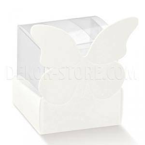 Cestello porta confetti con farfalla white 40x40x60 mm - 5 pz