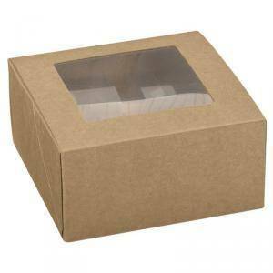 Kit scatola pratica con finestra avana - 120x120x60 mm