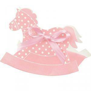 Cavallo a dondolo porta confetti atelier rosa 120x35x90 mm - 10 pz