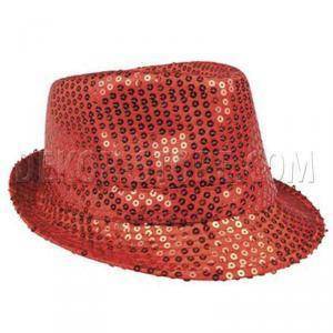 Cappello popstar con paillettes - rosso