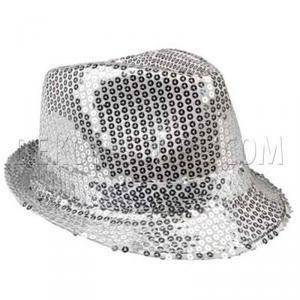 Cappello popstar con paillettes - argento