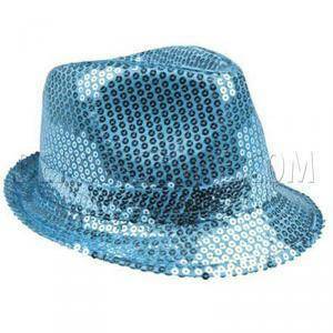 Cappello popstar con paillettes - azzurro