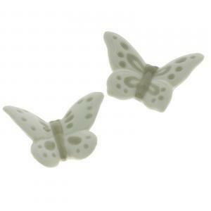 Farfalla bianca con decoro tortora in porcellana assortite - 5,5 x 4 cm