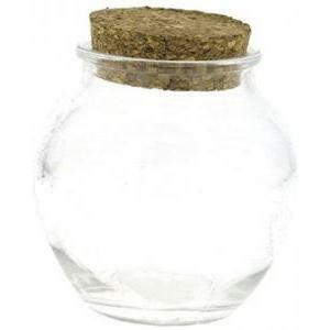 Contenitore a boccia in vetro trasparente con tappo in sughero - 6.5 x 5.5 cm