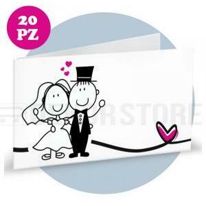 Bigliettini matrimonio con sposini - 1 foglio da 20pz