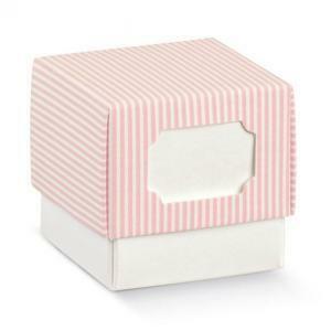 Scatolina porta confetti fondo e coperchio millerighe rosa 50x50x50 mm - 5 pz