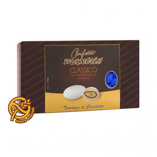 Confetti Papa | Confetti Bianco Celesti (Pois Celeste) | Confetti di  Cioccolato fondente 60% | Confezione da 500g | Pezzi per confezione 130 |  Senza