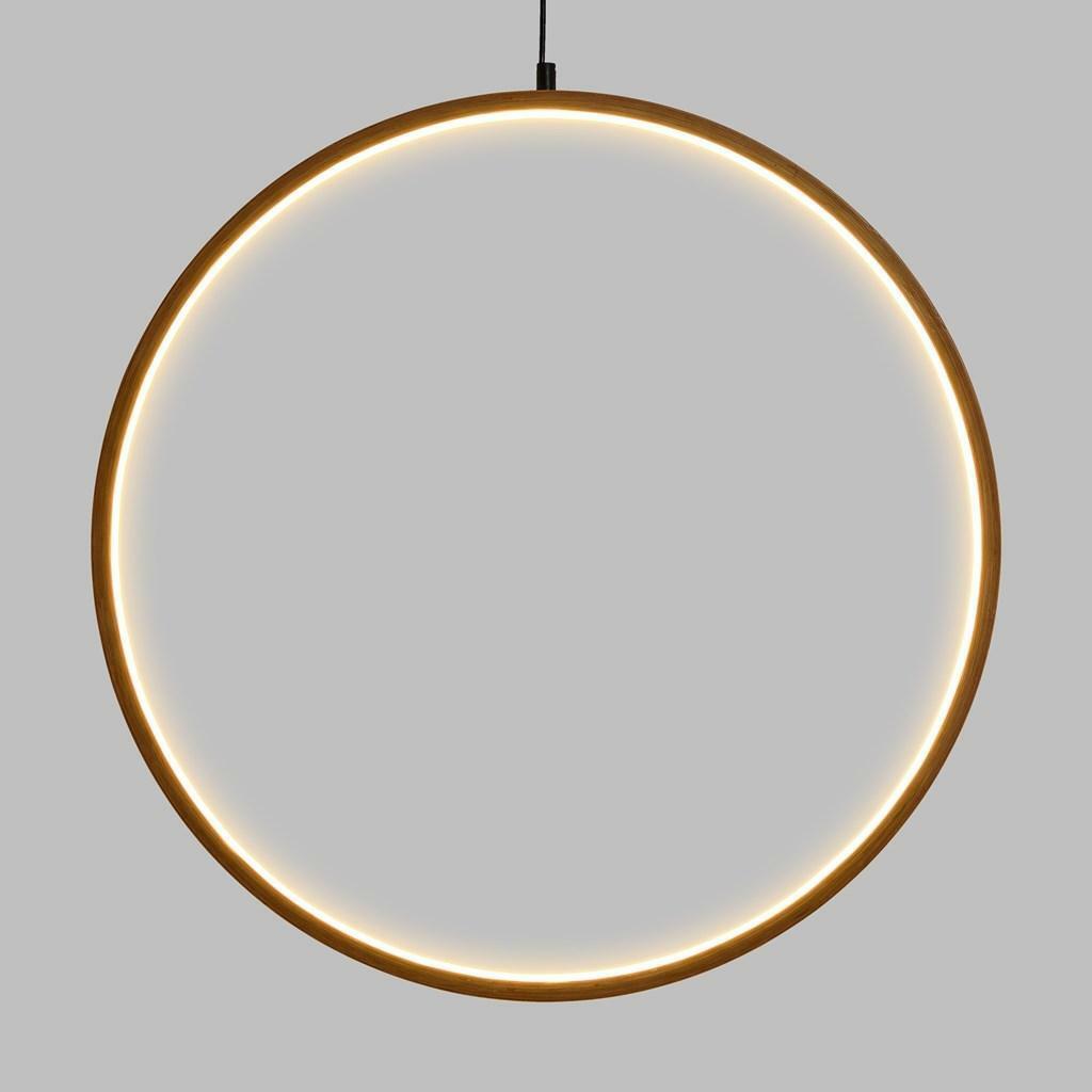 Cerchio in legno naturale led bianco caldo - 57 x 3 x 57 cm