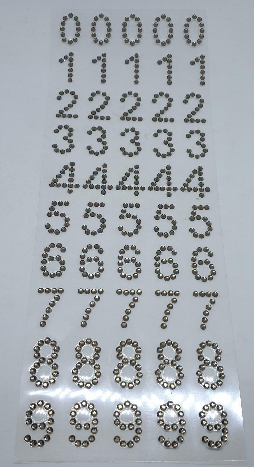 Strass adesivi a forma di numeri nero - 3 mm