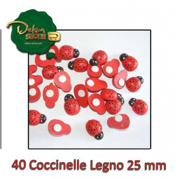  coccinelle legno 25mm con biadesivo (40pz) - rosso