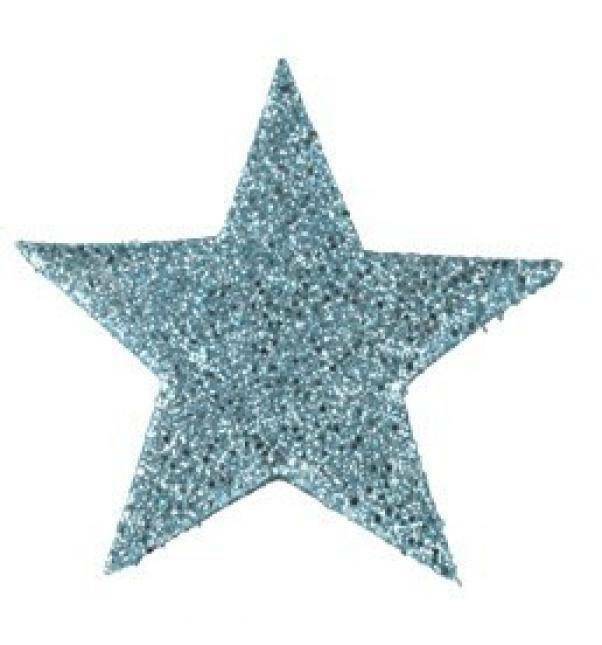 eurosand stelle decorative 6 cm  glitter celeste - 12 pz