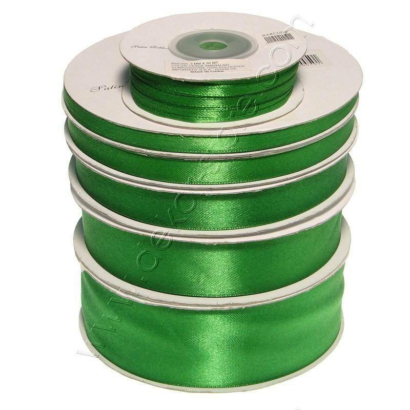  doppio raso 10 mm verde smeraldo x 50 mt - satinato
