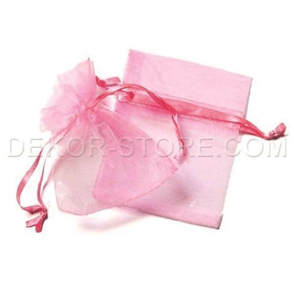  sacchetto in organza rosa - 7 x 8.5 cm
