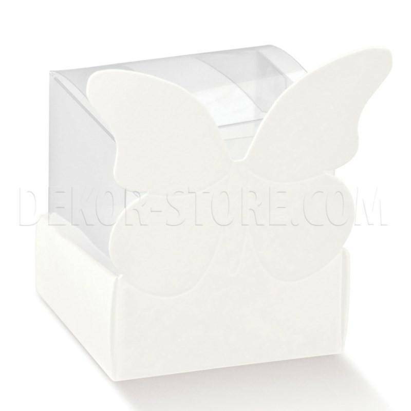 scotton spa cestello porta confetti con farfalla white 40x40x60 mm - 5 pz