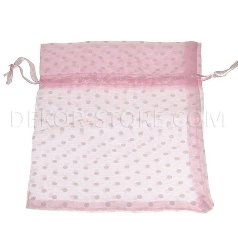  sacchetto 16x11cm rosa - organza pois