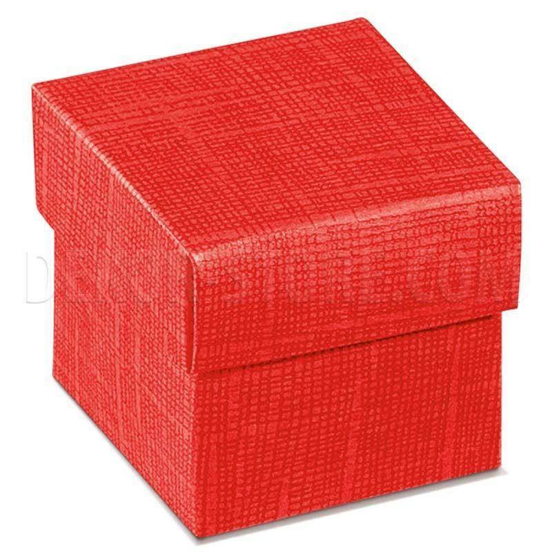 scotton spa scatolina porta confetti fondo e coperchio seta rosso 50x50x50 mm - 10 pz