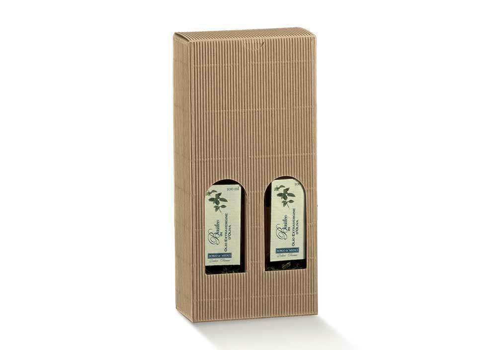 scotton spa scatola porta due bottiglie mini onda avana 110x55x240 mm - 5 pz