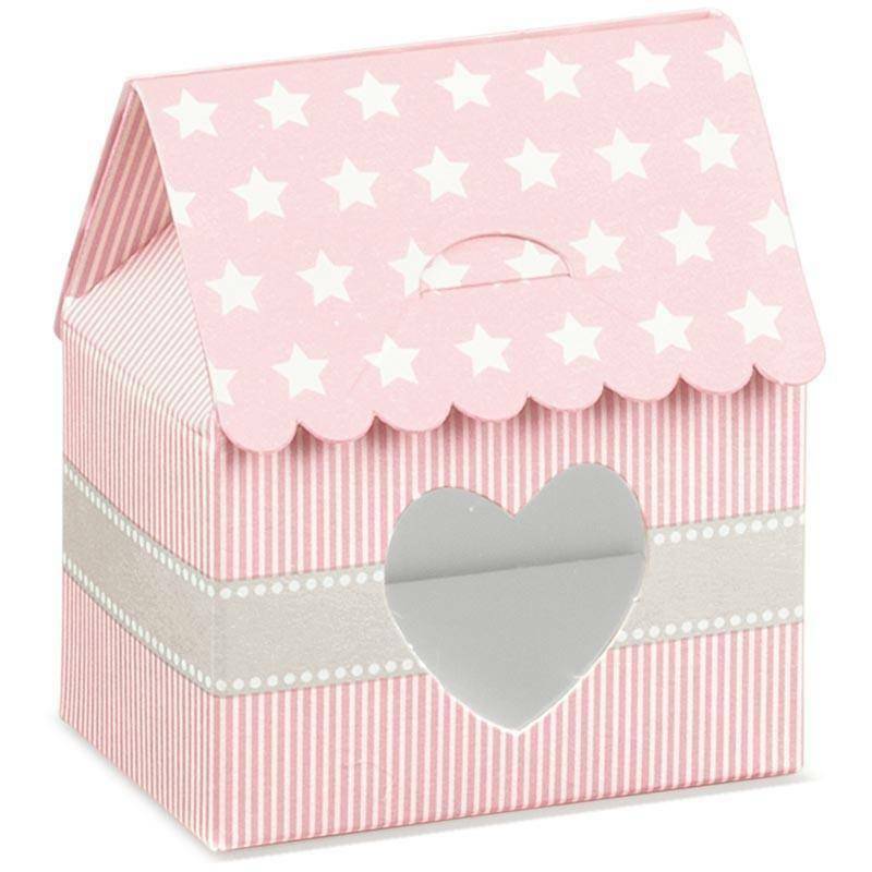 SCOTTON SPA CASETTA star rosa con finestra a cuore 60x40x70 mm - 10 pz