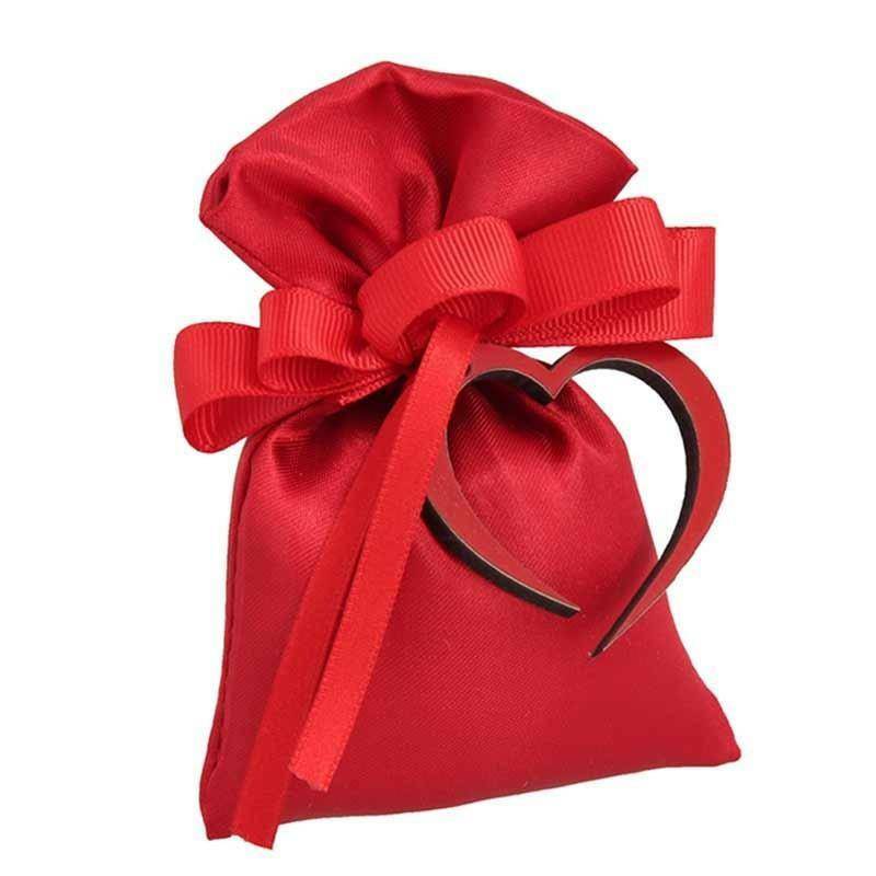Confezione 25 sacchetti porta confetti di tulle con nastrino in raso colore  ROSSO. Misure: 9 x 7 cm