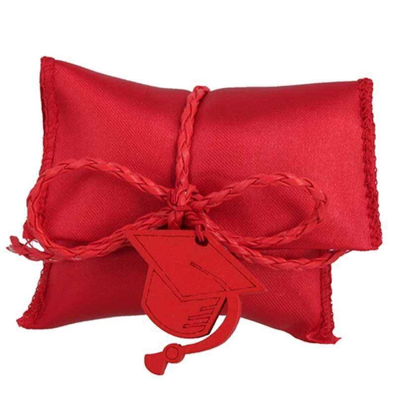 Mini Lettera Portaconfetti In Raso Rosso 8 X 6 Cm