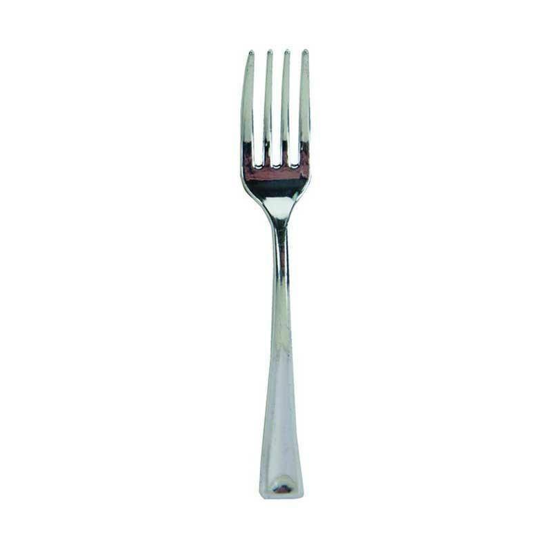 Forchettina in plastica set 24 pz - argento metallizato