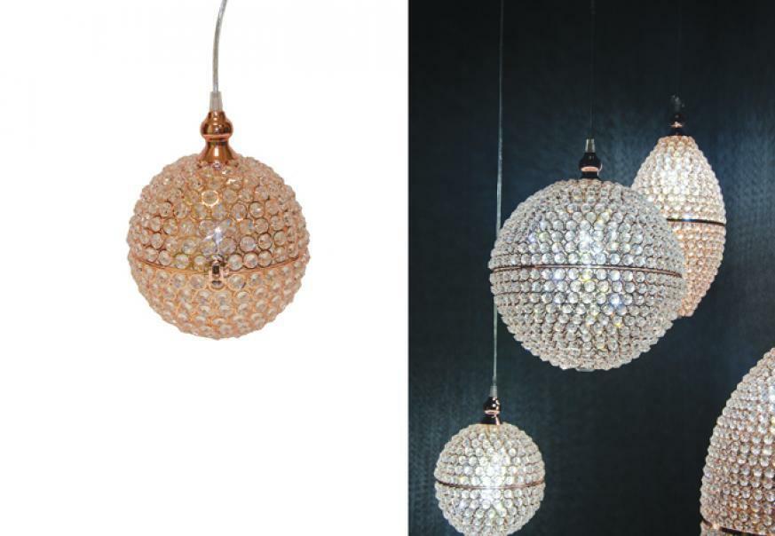 LAMPADARIO SFERA CON CRISTALLI D.20 CM - ORO ROSA - ORO ROSA