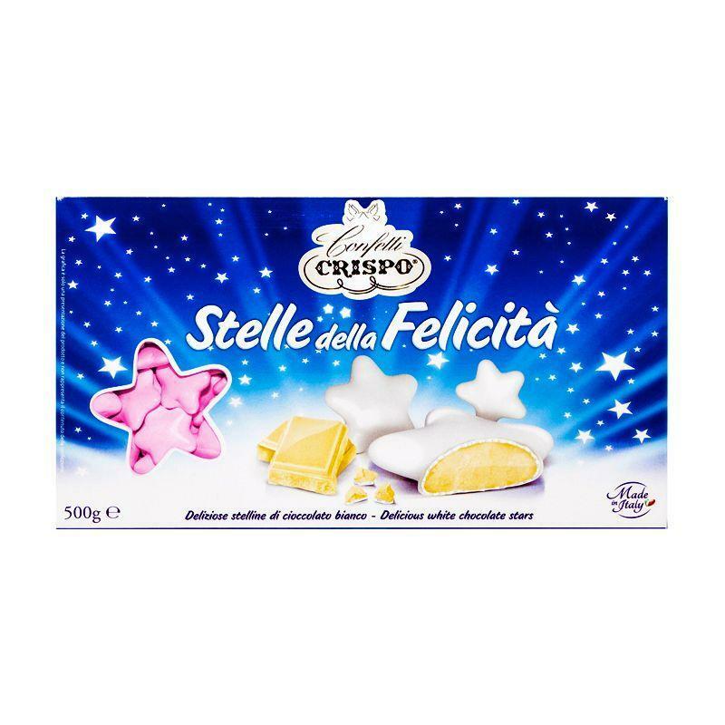 CRISPO CRISPO STELLE DELLA FELICITA' ROSA - CONFETTI DI CIOCCOLATO BIANCO  500GR