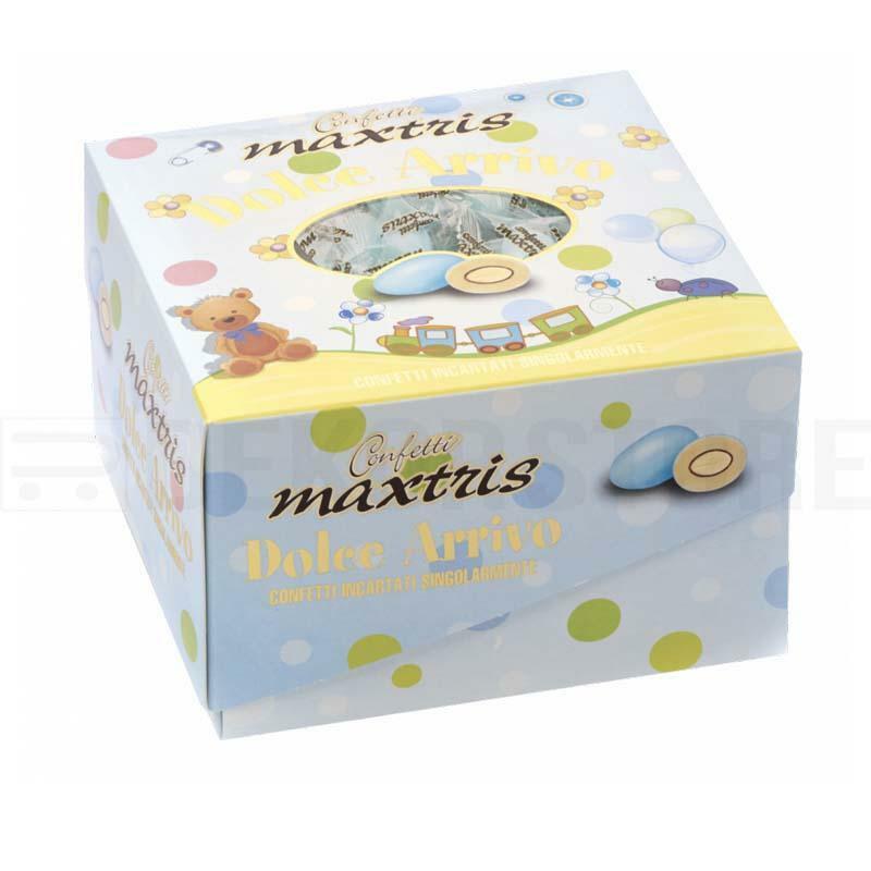 maxtris maxtris dolce arrivo celeste - confetti  (vassoio 500gr)